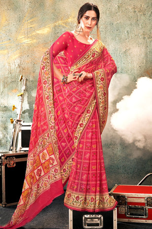 Taffy Pink Georgette Saree