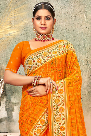 Dark Orange Georgette Saree