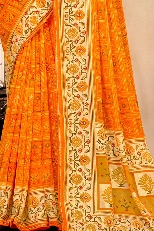 Dark Orange Georgette Saree