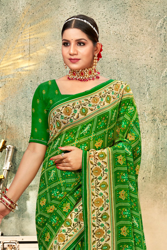Forest Green Georgette Saree