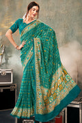 Teal Green Georgette Saree