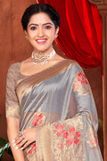 Coin Grey Banarasi Silk Saree