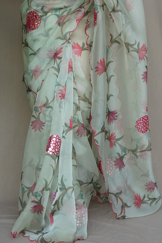 Patel Green Organza Saree