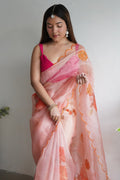Pastel Peach Organza Saree