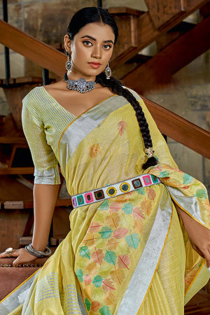 Canary Yellow Cotton Saree