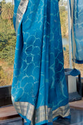 Cerulean Blue Chiffon Saree