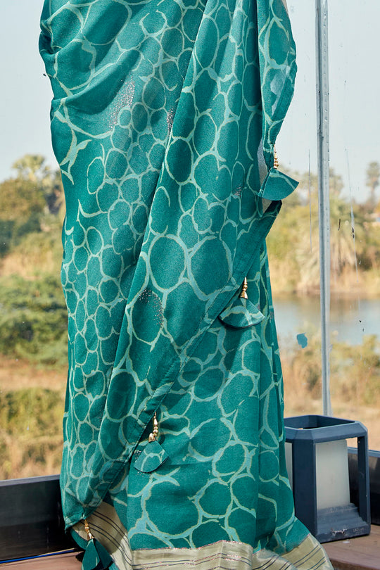 Seafom Green Chiffon Saree