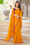 Turmeric Yellow Satin Saree
