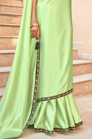 Mint Green Satin Saree