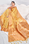 Pastel Yellow Organza Saree