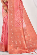 Flamingo Pink Organza Saree