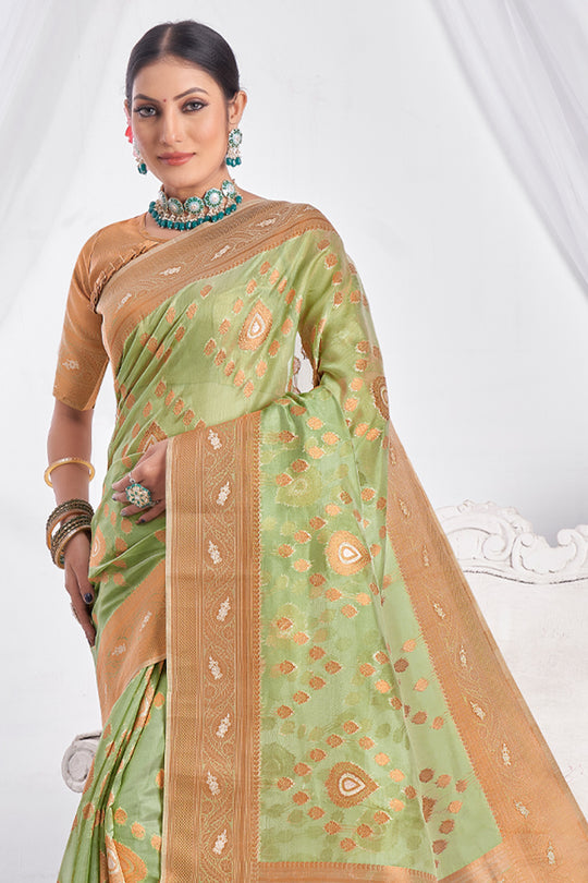 Fern Green Organza Saree
