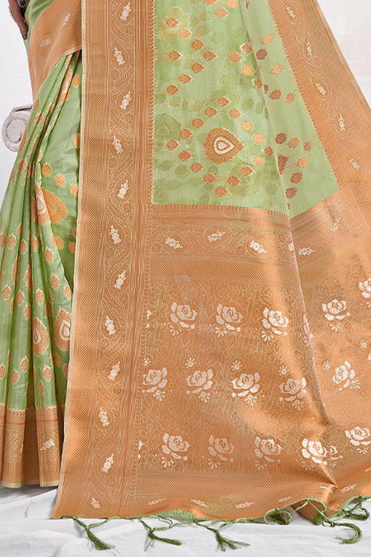 Fern Green Organza Saree