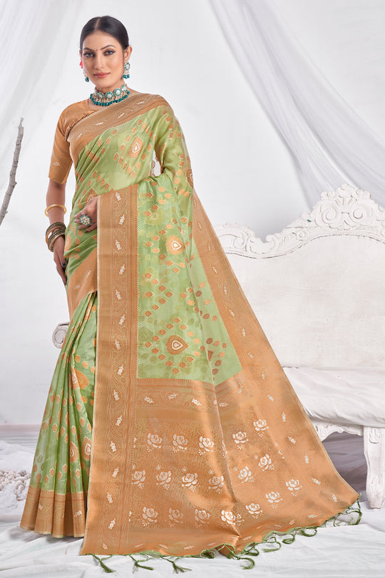 Fern Green Organza Saree