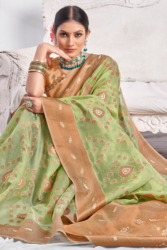Fern Green Organza Saree