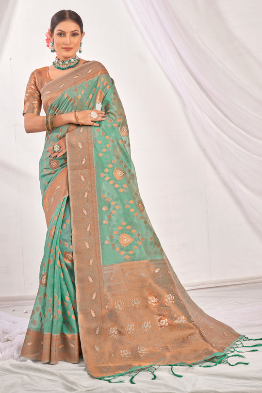 Mint Green Organza Saree