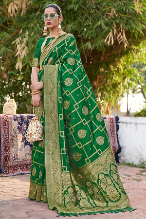 Emerald Green Banarasi Saree