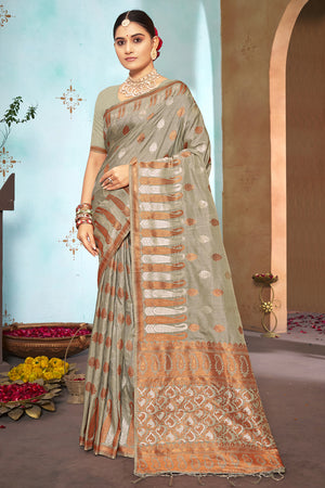 Coin Grey Banarasi Saree