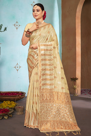 Buttermilk Brown Banarasi Saree