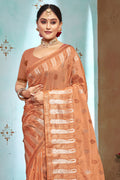 Apricot Orange Banarasi Silk Saree