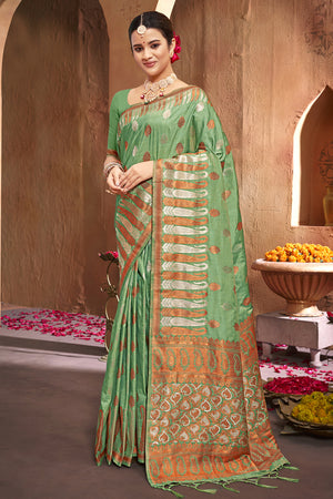 Emerald Green Banarasi Saree