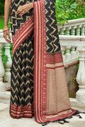 Black And Red Raw Silk Saree