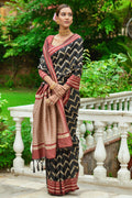 Black And Red Raw Silk Saree