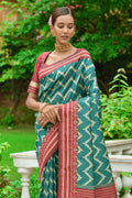 Rama Green Raw Silk Saree
