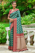 Rama Green Raw Silk Saree