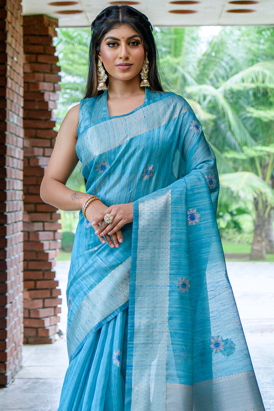 Firozi Blue South Silk Saree