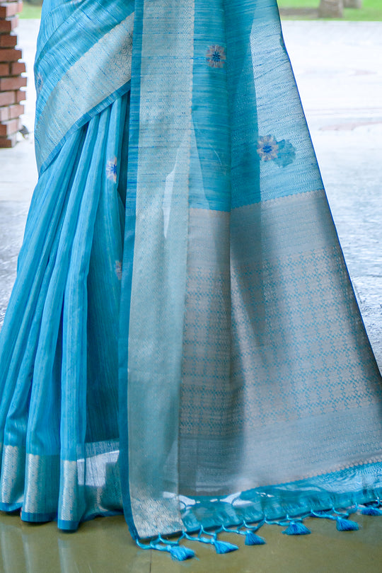 Firozi Blue South Silk Saree