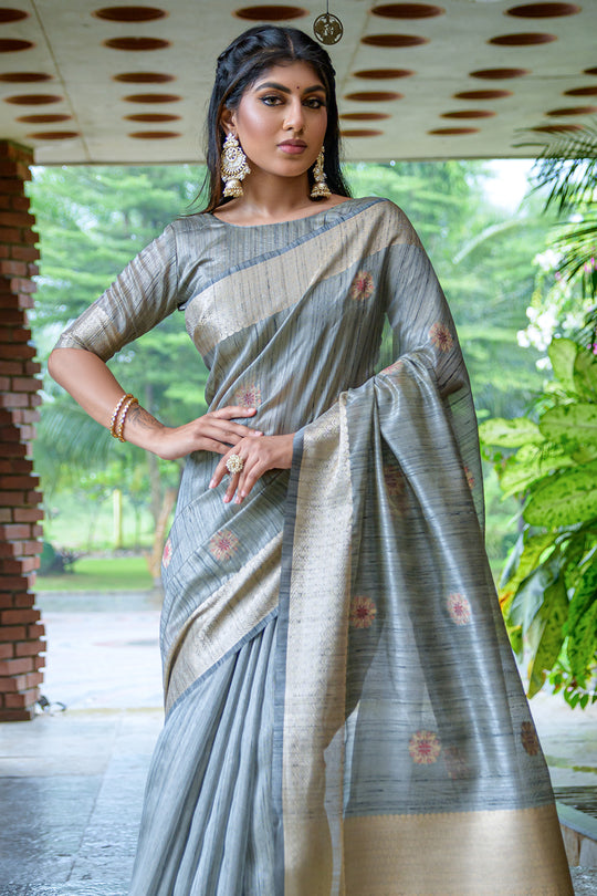 Coin Grey South Silk Saree