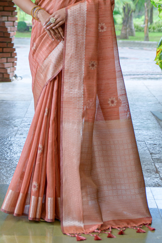 Cantaloupe Orange South Silk Saree