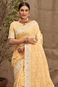 Pastel Yellow Cotton Saree