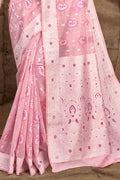 Flamingo Pink Cotton Saree