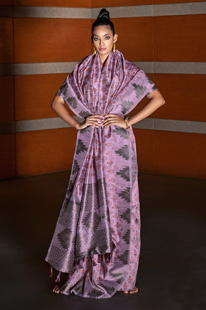 Mauve Purple Digital Print Saree