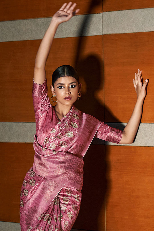 Pink Digital Print Saree