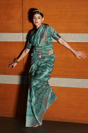 Sea Green Digital Print Saree