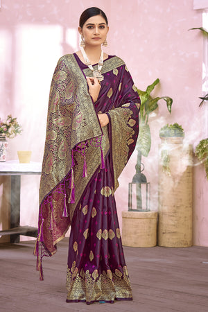 Russian Violet Banarasi Saree