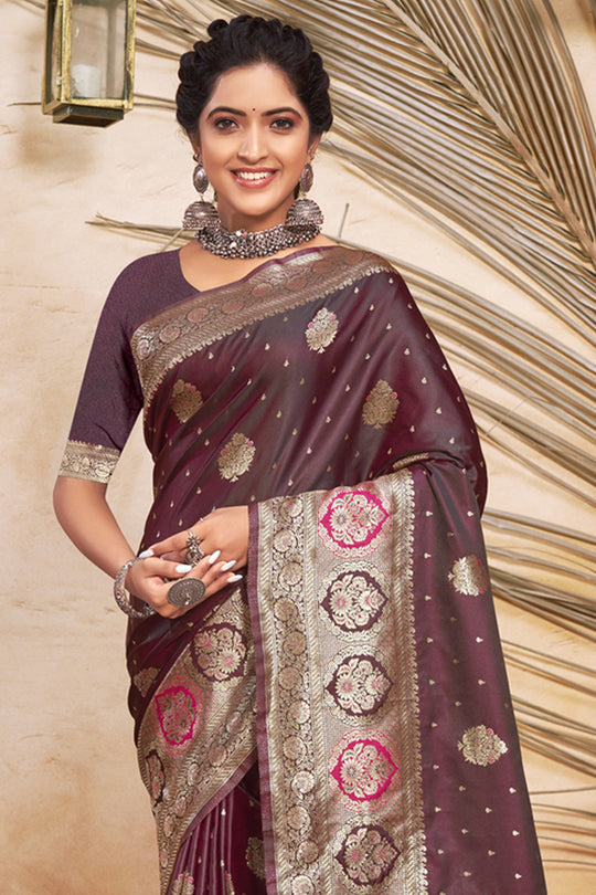 Russian Violet Banarasi Silk Saree