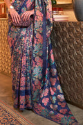 Navy Blue Pashmina Saree