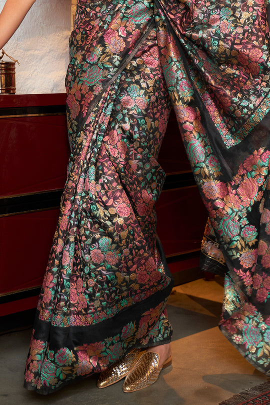 Black And Brown Pashmina Saree