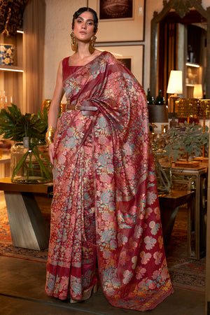 Mulberry Wine Pashmina Saree