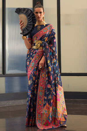 Denim Blue Digital Print Saree