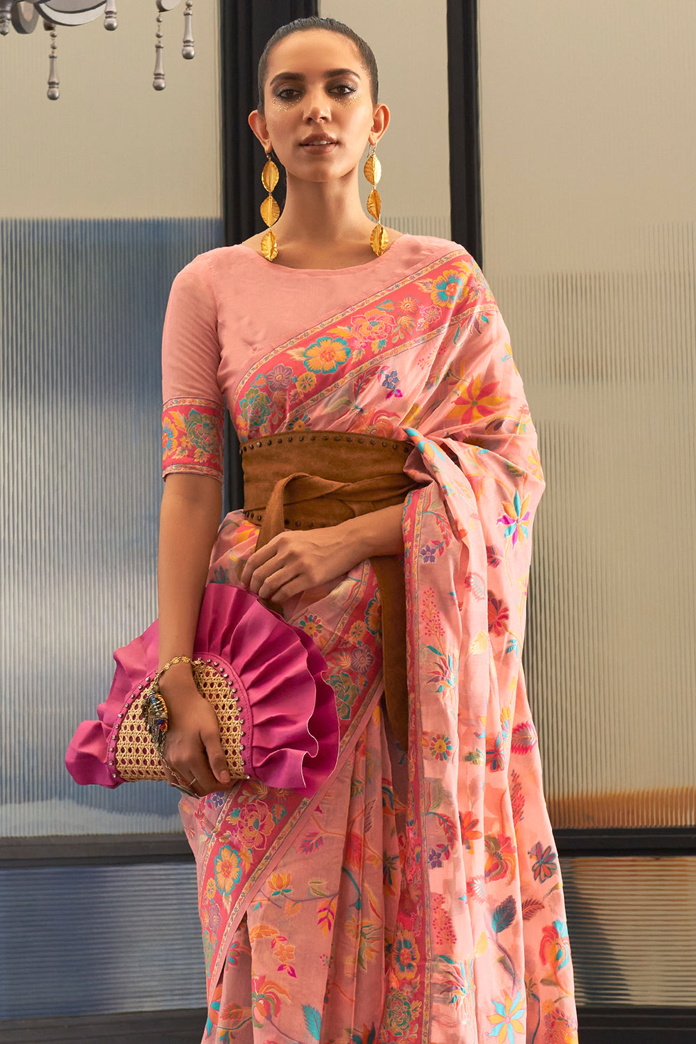 Top 187+ peach colour saree matching blouse super hot