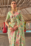 Mint Green Digital Print Saree