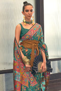 Teal Green Digital Print Saree