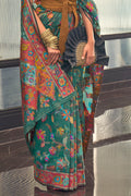 Teal Green Digital Print Saree