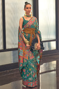 Teal Green Digital Print Saree