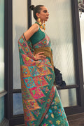 Teal Green Digital Print Saree